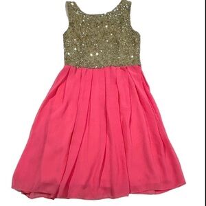 B.Darlin pink and gold Sequin and chiffon Dress juniors size 3/4